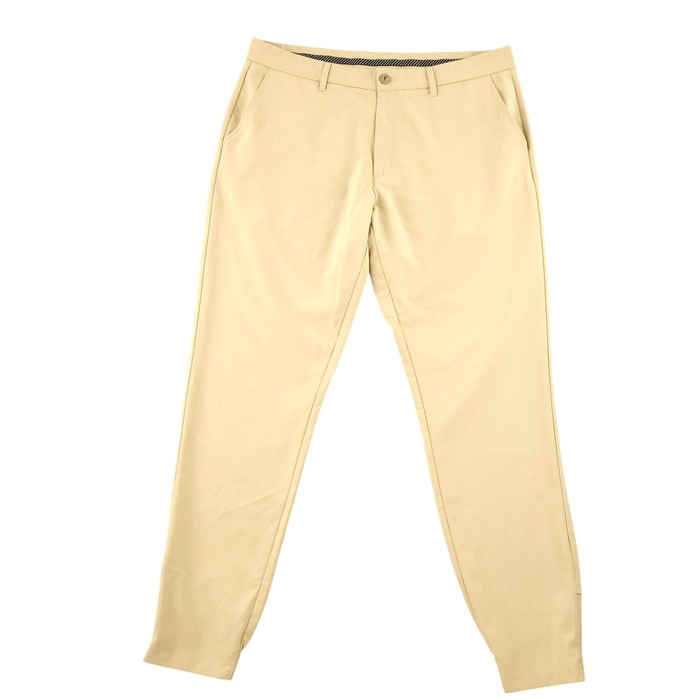 Primo Jogger Pants Mens 38x32 Beige Stretch Zip Pocket Ankle Zip Slim Fit Casual